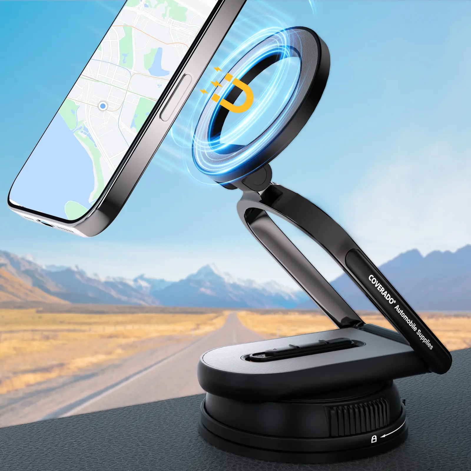 Magnetic Phone stand holder ,foldable and portable design,strong magnet,suitable for smooth surfaces Coverado 360° Rotation