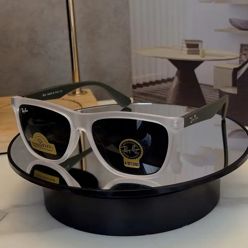 Ray-Ban Justin Sunglasses for Men & Women – Matte White Frame, Black Lens Design