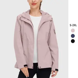 Women's Lightweight Rain Jacket Black Hooded Waterproof Raincoats Hiking C102