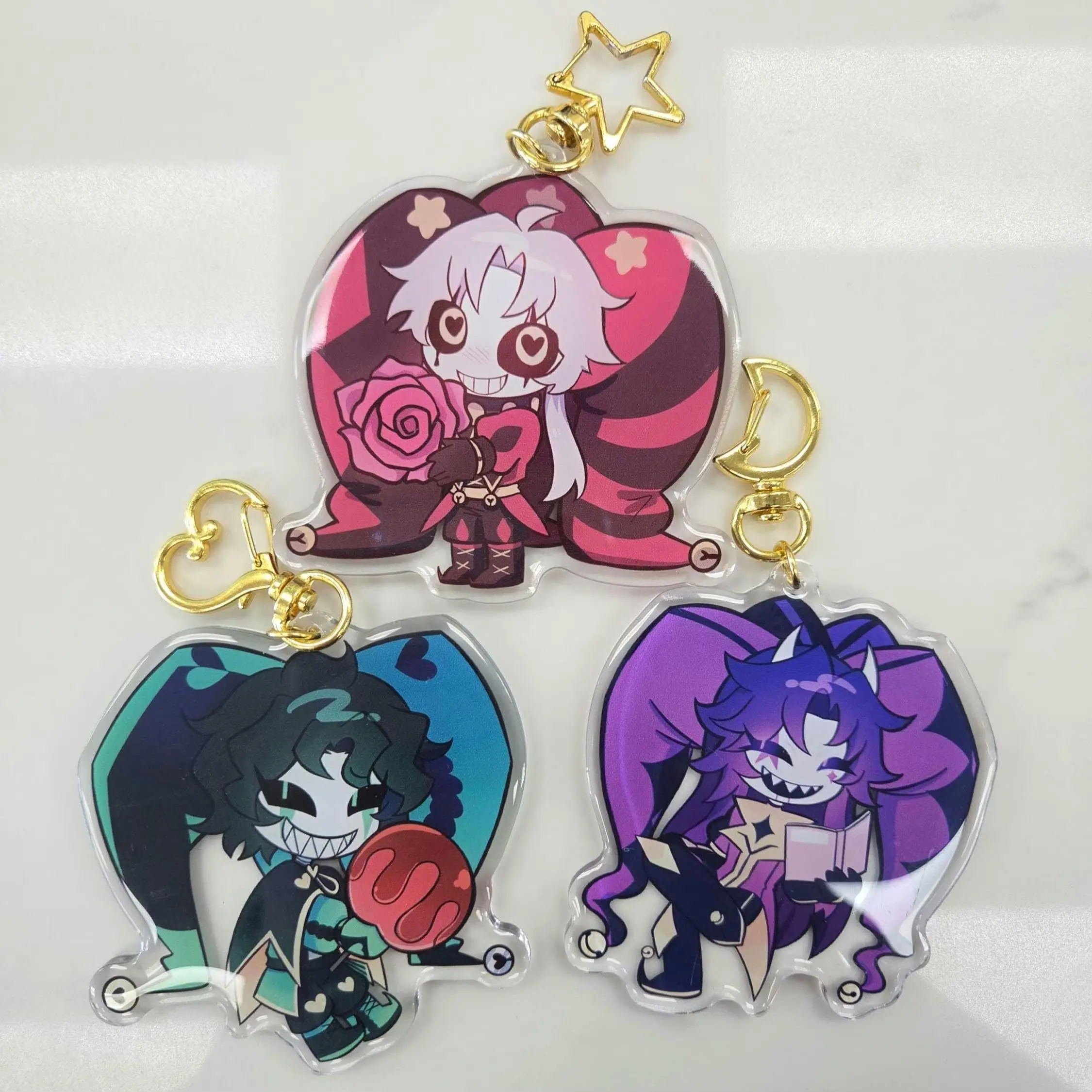 The Freak Circus Keychains, TFC Keychain, Pierrot, Harlequin, Jester, TheFreakCircus Charm For Bag, Key, Gift