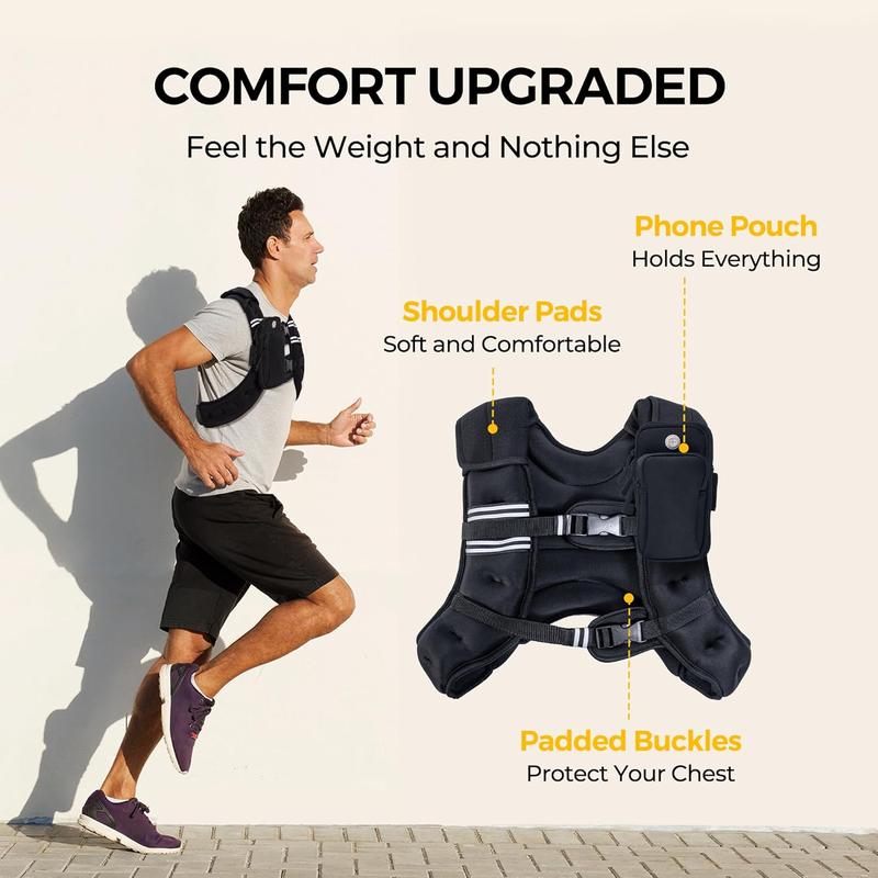 PACEARTH Weighted Vest,4Lb/6Lb/10Lb/12Lb/16Lb/20Lb/25Lb/30Lb Weight Vest with Reflective Stripe, Body Weight Vests Adjustable for Men, Women Workout, Strength Training, Running, Walking, Jogging