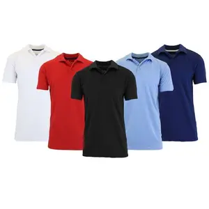 Men's 5-Pack Dry Fit Moisture-Wicking Fabric Polo Collar Shirt Menswear Stylish Ribbed Sleeve