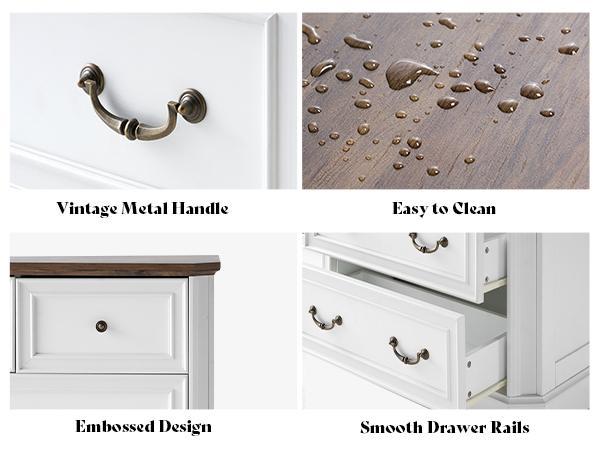 AMERLIFE Farmhouse 7 Drawer Dresser for Bedroom，54" Wide Wooden Dresser for Closet with Natural Wood Grain & Vintage Handles, TV Stand for Bedroom