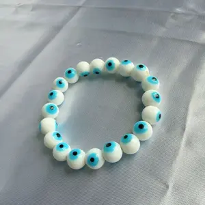 Evil Eye Non tarnish Bracelet with Blue and White Beads for Stylish Accessory