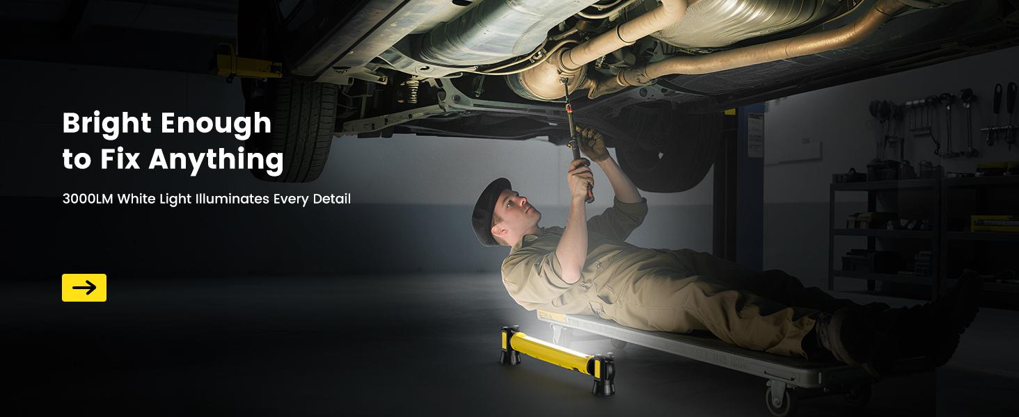 Magnetic LED Work Light Bar, 5200mAh /3000LM Rechargeable Inspection Lamp - 3 Color Modes 360° Adjustable USB Output IP55 Waterproof, Car Repairing Inspection Garage Workshop Emergency-Yellow Magnetic LED Work Light Bar, 5200mAh /3000LM Rechargeable Inspection Lamp - 3 Color Modes 360° Adjustable USB Output IP55 Waterproof, Car Repairing Inspection Garage Workshop Emergency-Yellow