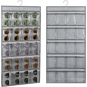 2 count Sunglasses Organizer Storage Sunglass Holder for Wall Hanging Eyeglass Organizer for Multiple Glasses (GRAY)
