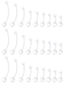 Clear Piercing Jewelry Set, 9pcs 16 Gauge Retainers & Rings, Unisex Body Jewelry for All Genders, Multiple Sizes Available