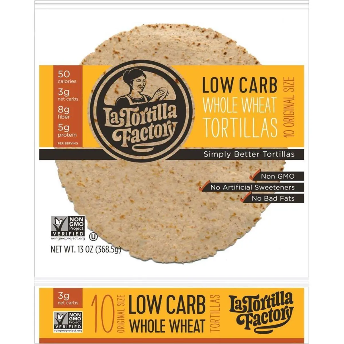 212 MAIN Whole Wheat Low-Carb Flour Tortillas, 7 in, 13 oz, Round, Pack of 10