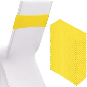 Premium Spandex Chair Sashes Bows, 25 Pcs Elastic Stretch Chair Cover Band Ties with Slider Buckle for Birthday Party Banquet Wedding Decoration, Lemon Yellow