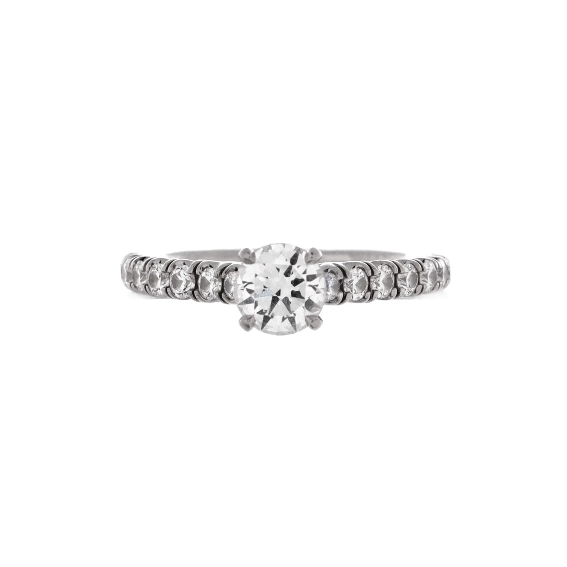 Pre-owned Cartier Etincelle de Cartier Solitaire Ring Platinum with RBC Diamond and Pave Diamonds E/VVS1 0.50CT by Rebag
