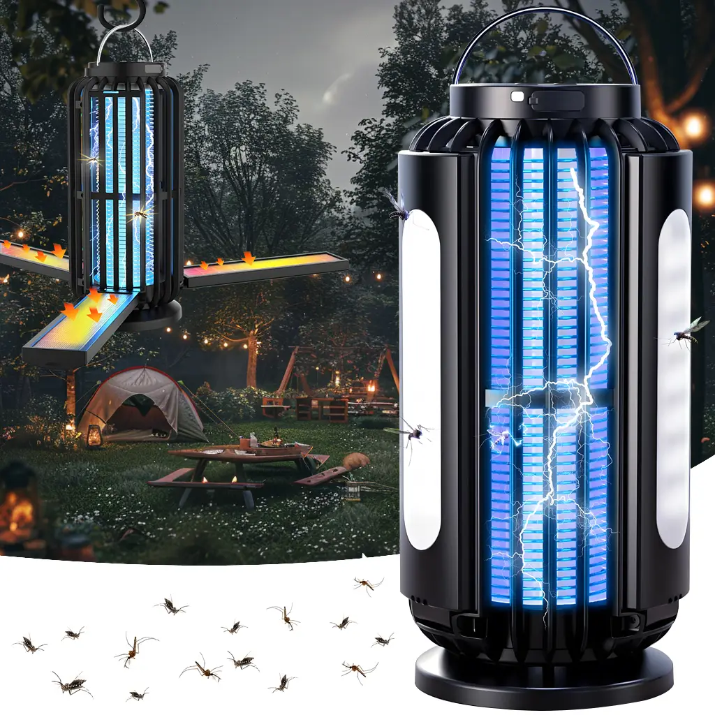 Solar Bug Zapper & LED Light – 2-in-1 Mosquito Killer Lamp with Motion Sensor | USB Rechargeable, Waterproof Electric Insect Trap for Indoor & Outdoor