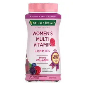 Nature's Bounty Optimal Solutions Women's Multivitamin, Immune and Cellular Energy Support, Bone Health, Raspberry Flavor, 80 Gummies, 40 Total Servings