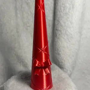3D Printed Ring Cone Silk Red with Bow 6 inches tall Solid on the inside for durability Made with PLA