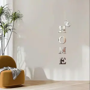 Home Letter & Butterfly Pattern Decorative Wall Sticker, 1 Set Acrylic 3D Mirror Wall Decal, Self Adhesive Wall Decor for Home Living Room Bedroom, Ornaments