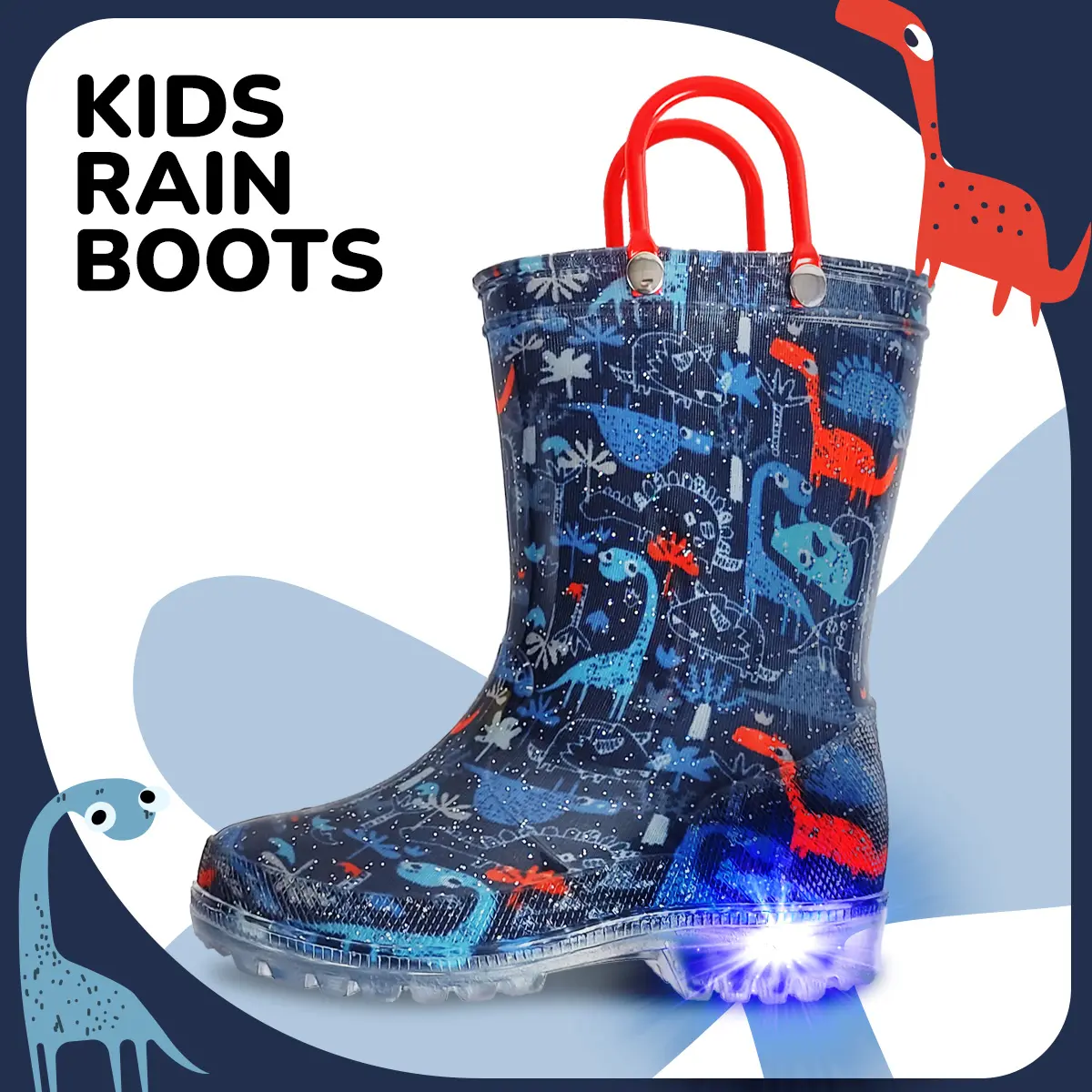 Light Up Dinosaur Rain Boots – Perfect for Rainy Days Light Up Dinosaur Rain Boots – Perfect for Rainy Days