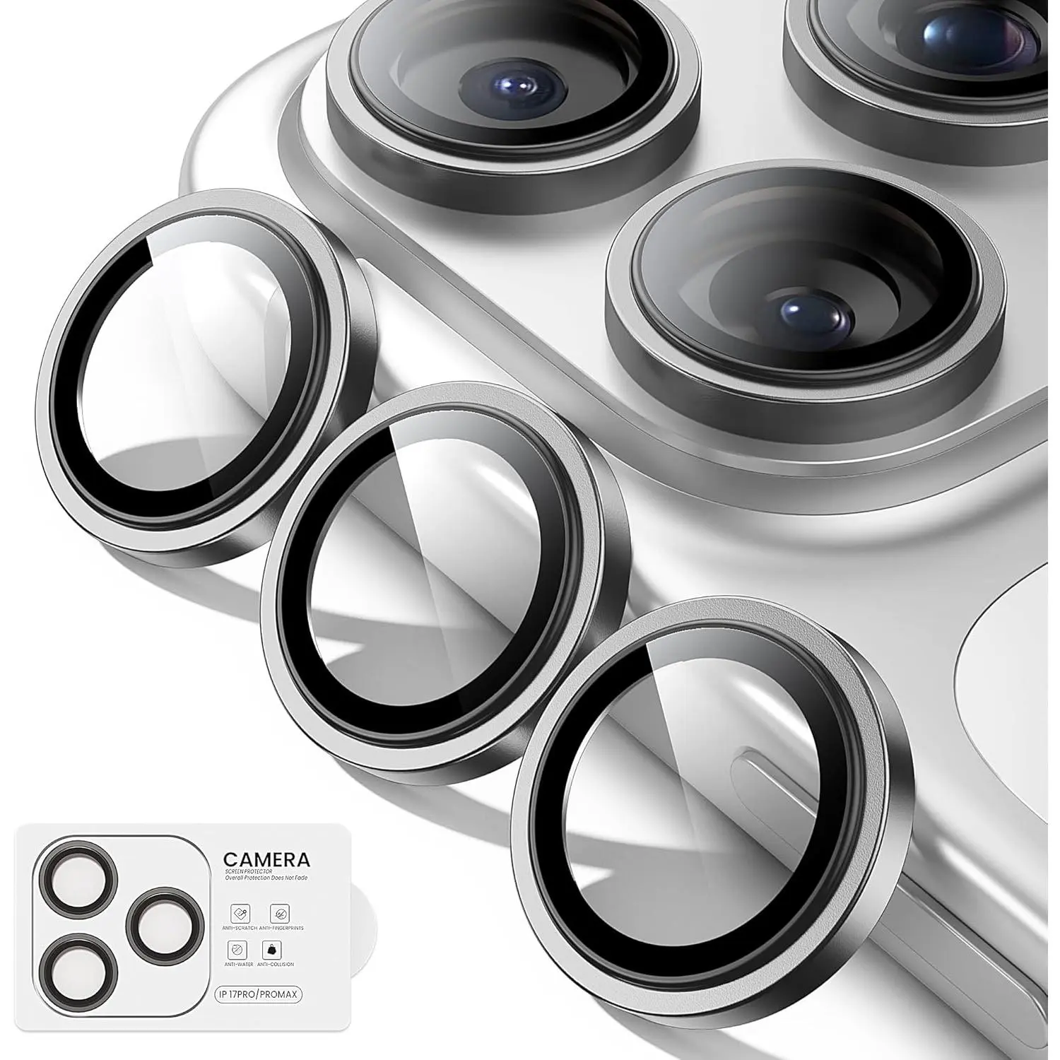 9H Tempered Glass Lens Protector for iPhone 17 Pro/17 Pro Max - Shatterproof, 1:1 Invisible Ultra Clarity Gray Cover, Smartphone Cellphone Camera Handheld Accessories, Mobile
