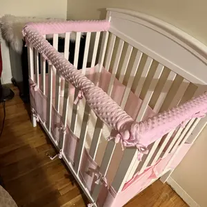 Super Soft Velvet Crib Rail Covers, Three-Layers of Thickened Material to Protect Baby's Teeth, Anti-Collision Crib Teething Rail Cover, Baby Bed Chewing Guard Rail,