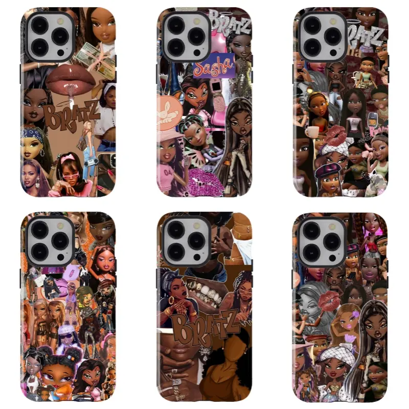 B-bratz Millennium Girl Custom Smartphone Case - Brown Skin Sweet & Cool Style, Shockproof Protection, Wireless-Friendly Resistance Accessory for iPhone 11/12/13/14/15/16/17 ProMax Plus, Christmas Gift for Fans