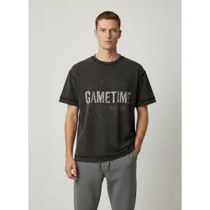 Vintage Black Stitch Tee — “Gametime” (J. Kramer)