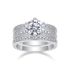 3 Piece Wedding Ring Set | 1.00-2.00ct CZ Diamond Solitaire | Tarnish Resistant Hypoallergenic