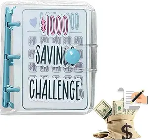 Money Saving Challenge Binder 1000 Savings Planner with Cash Envelopes Reusable Mini Budget Book Waterproof Durable PVC Material Easy Fun Way to Save $1000 deposit anytime portable