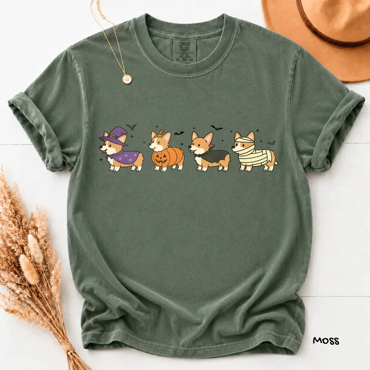 Comfort Colors Halloween Corgi T-Shirt, Cute Halloween Dog T-Shirt, Gift For Dog Lovers, Women Top, For Woman