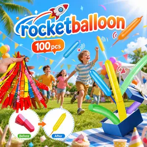 Rocket Balloons, 100 counts Plus 1 Easy-To-Use Pump, Christmas Gift, Toy for Kids, Party Pack, Outdoor Indoor Fun, Magic Whistling Flying Balloons, Kids Birthday & Celebrations, Perfect for Christmas Birthday Party tiktokshopspringglowup