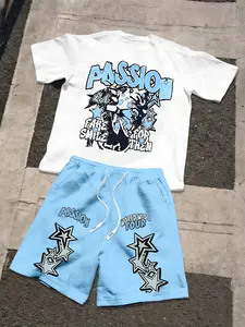 Men's Summer Short Sleeve T-Shirt Set Tropical Prints, Cool and Breathable, Perfect Fit for Street Style, Casual, Multiple Shapes