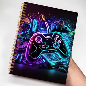 1pc Black Background Technology Gaming Controller Notebook Perfect Gifts Writing Notebook Diary NoteBook Bible Verse Office Stationery School Supplies Birthday Christmas Gift 5.5x8.3in with 50 Pages