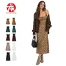 Tanming Womens Floral Print Maxi Dress Casual Boho Spaghetti Strap Cami Long Dress Elegant Low-Cut Square Neck Slip Dress with Adjustable Straps & Elastic Neckline for Spring Summer Fall