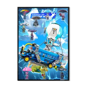 Acrylic Wall Board for 77073 Battle Bus Building Toy - Wall Display Compatible with Collectible Fortnite Toy, Acrylic Stand Design(Only Board,Model Not Included)