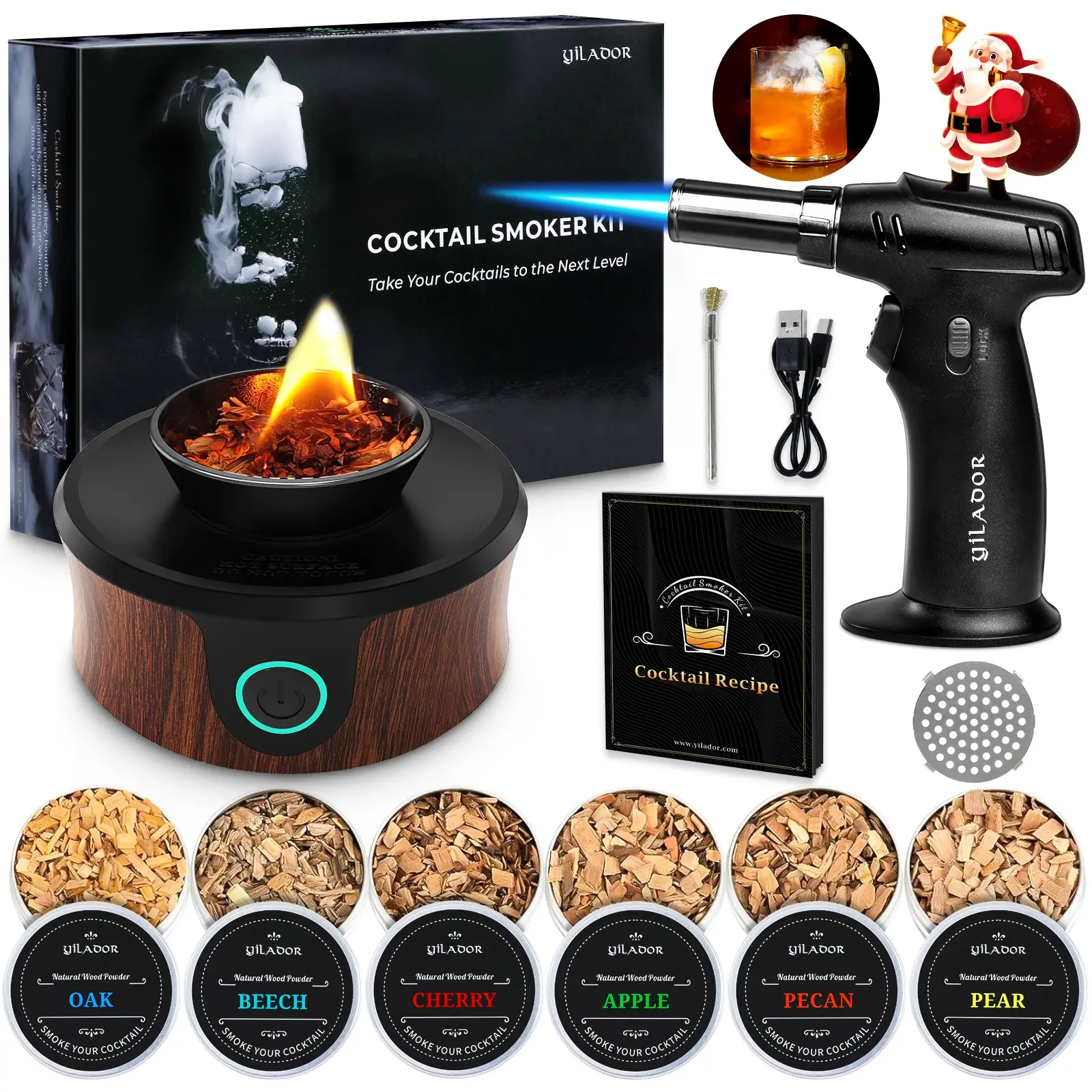 Electric Cocktail Smoker Kit, Thicker Smoke for Rich Flavor, 6 Flavors Wood Chips, Drink Smoker Infuser Kit for Old Fashioned Bourbon Whiskey etc, Val
