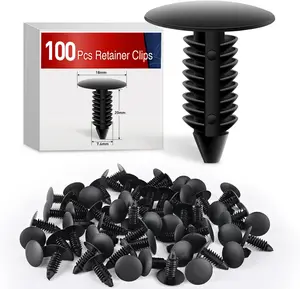 Nilight 100PCS Bumper Rivet Fender Clips for GM 1605396,1595864 for Chrysler 6030441 for Ford 388577S 7.5mm Hole, 18X20mm, Impact Nylon