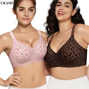 OEAK｜Leopard Print Push Up Bra, Wireless Bra, Seamless Bra, Natural Lift & Clean Confidence
