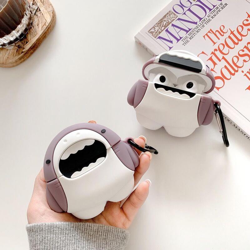Cute Shark Case for Airpod Pro 2/1 Gen Cases 2022/2023, Funny 3D Cartoon Kawaii Cool Air pods Pro 2nd/1st Generation  Cases for  iPod Pro with  for Boys Girls  Teen, Shark