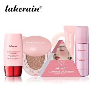 Matte Makeup Five-Piece Gift Set, Matte Highlighter Primer + Cushion Foundation + High Pigment Blush + Shimmer Lip Balm + Matte Setting Spray,  Waterproof & Sweat-Proof, Long-Lasting, Smooth Makeup Set