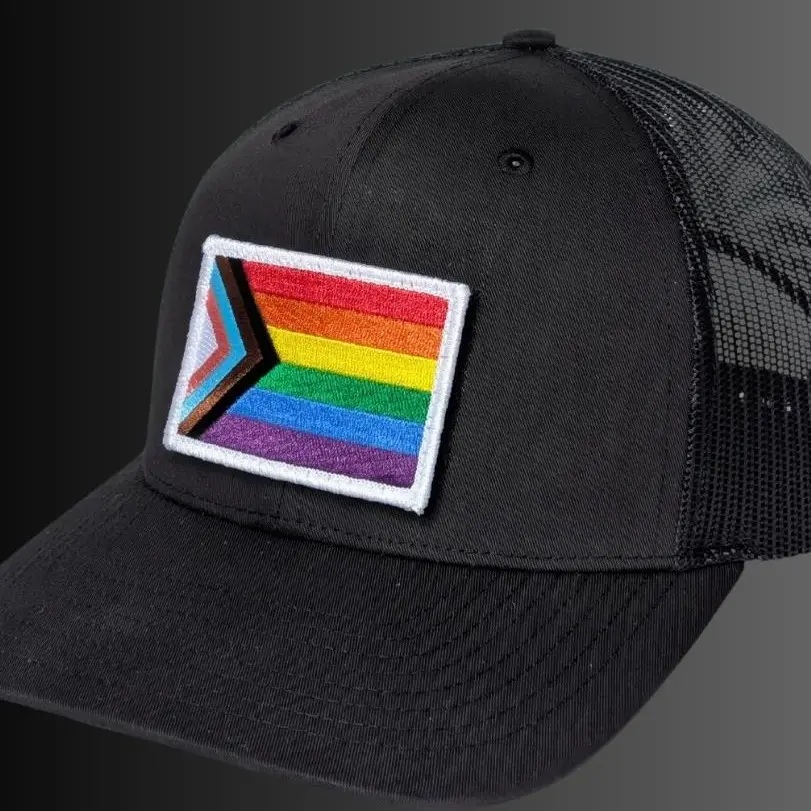 Progress Pride Flag Patch + Hat (Black/Black)
