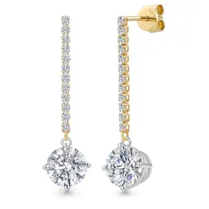 Gem Stone King 5.36 Cttw IGI Certified Lab Grown Diamond in 14K Two-Tone Gold Earrings for Women | Round Center Diamond 2.50 Ct | D-E Color | VS1-VS2 Clarity