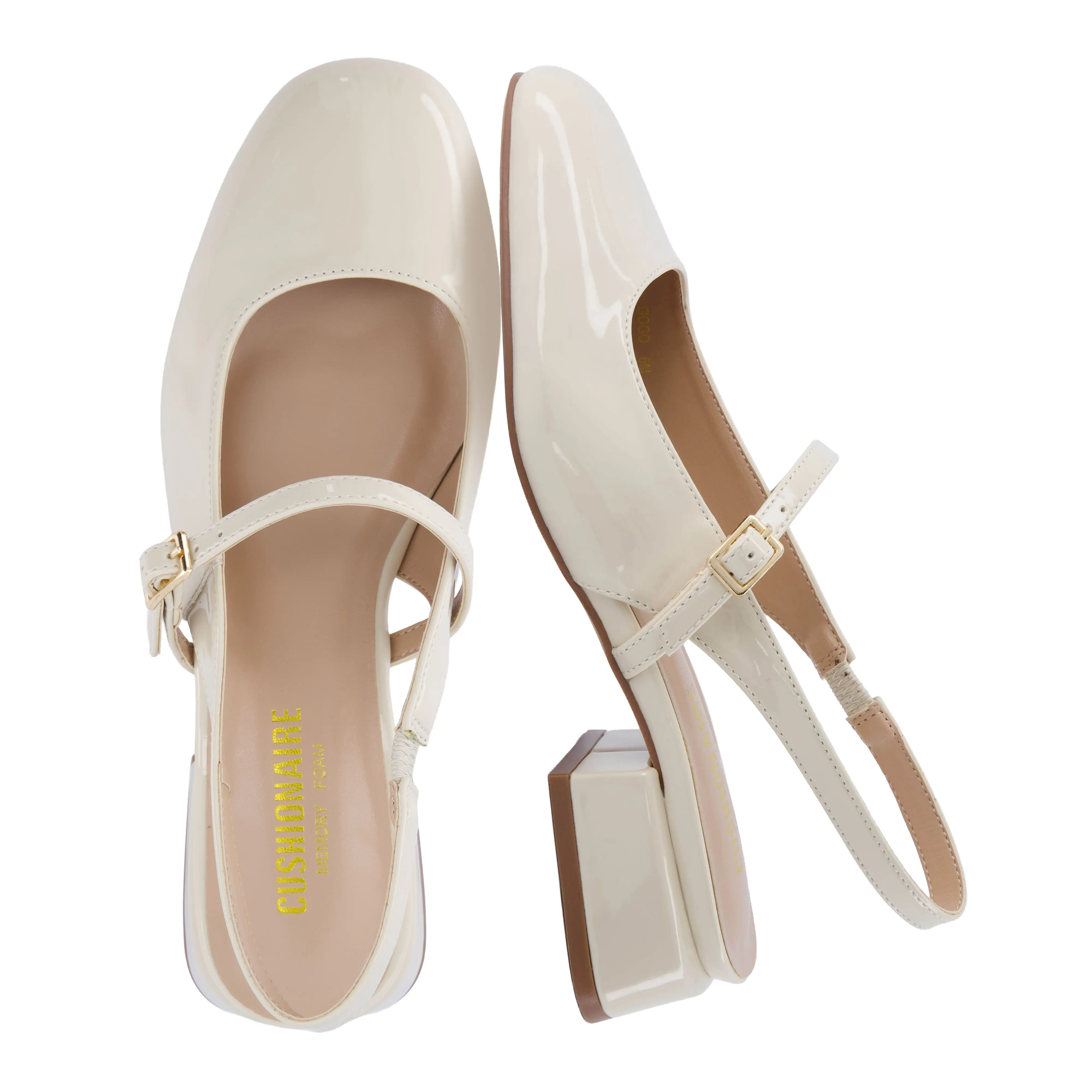 Cushionaire GOGO Mary Janes Sling Back Dress Shoes for Women with Block Heel | Wide Widths Available