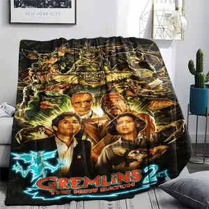GREMLINS (28) Soft and Comfortable Flannel Blanket with Cartoon Design, Machine Washable Seasonal Throw for Home Living Room Napping Camping, Air Conditioner Blanket, Teen Room Holiday Decoration