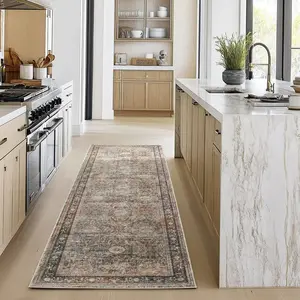 Kitchen Runner Boho Style Kitchen Mat Vintage Hallway Rug Non-slip Washable Decorative Carpet for Entryway, Corridor Low Pile Doormat