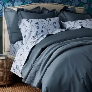 Premium Smooth Supima® Cotton Wrinkle-Free Sateen Bed Sheet Set - Steel Blue