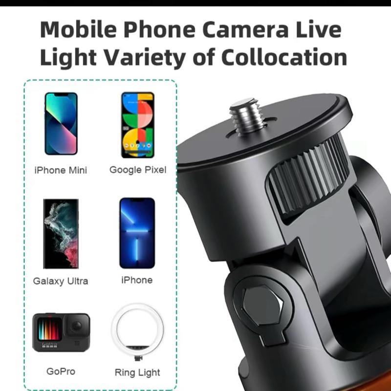 61" Phone Tripod for Live Streaming & Vlog Extendable Selfie Stick with Bluetooth Remote for iPhone Android Professional Grade Nylon 6/6 Aluminum Ring Locks 360° Ball Head