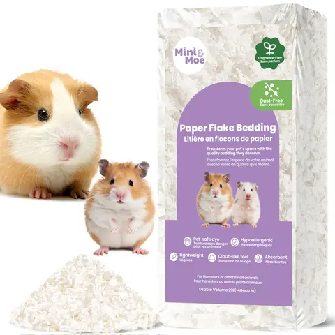 Mini & Moe Hamster Paper Bedding for Small Pets - 23L & 50L Sizes, Dust-Free & Soft, Hypoallergenic, Safe and Natural Paper Small Pet Bedding