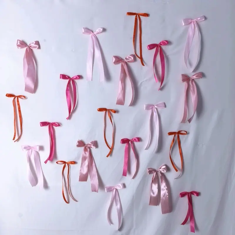 20pcs Rose Color Wall Decor, Multicolor Ribbon Bow, Princess Style Long Bow, Perfect for Birthday Party, Wedding, Single Lady Party, Holiday, Hangable