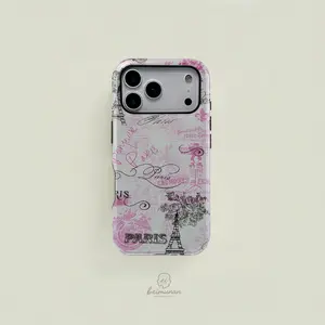 Eiffel Tower Bicycle Retro Pattern Phone Case, Durable Shockproof Fashion Cover for iPhone 11-17 Pro Max, Samsung Galaxy S25-S23 Ultra