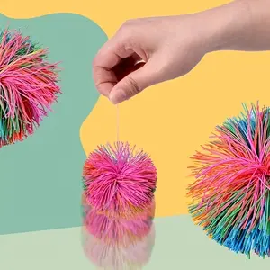 Room Decoration 2/4 Rainbow Ball Set--Soft and Elastic, Stress-Relief Fuzzy Balls, Suitable for Sensory Games and Party Gifts