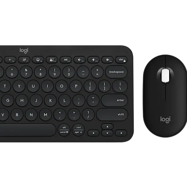Logitech Pebble 2 Combo, Wireless Keyboard and Mouse, Quiet and Portable, Customizable, Logi Bolt, Bluetooth, Easy-Switch for Windows, macOS, iPadOS, Chrome - Black PC Combo Black