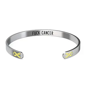 Sarcoma Bone Cancer Awareness Bracelet - Yellow Ribbon, “Funk Cancer”