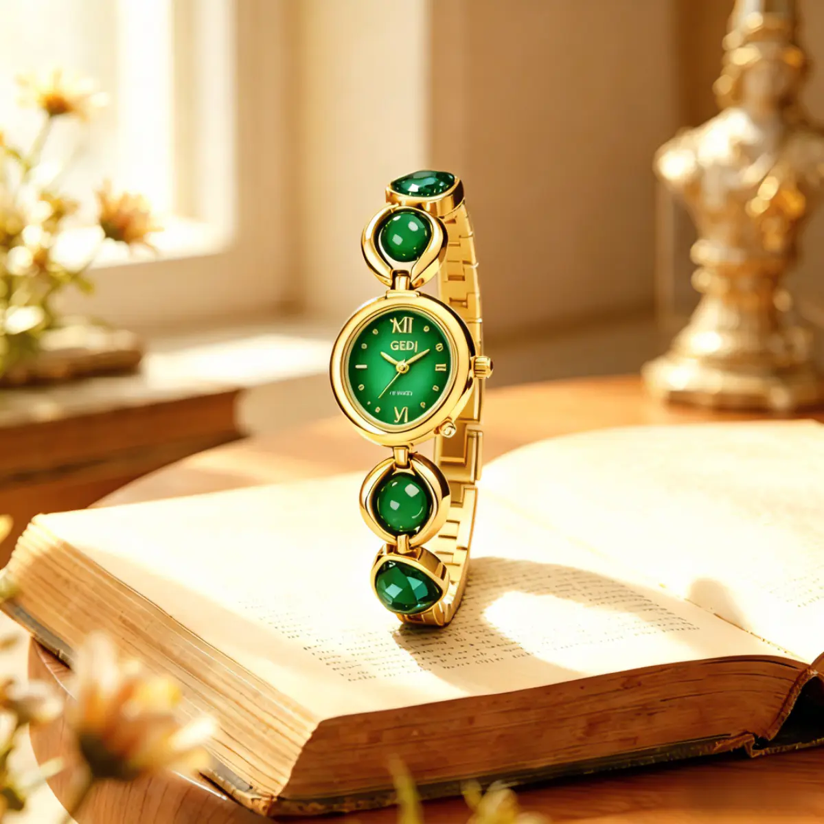 Women's Chinese-Style Luxury Minimalist Jade Bead Rosary Bracelet Watch - Round-Faced Alloy Gold-Accented Fashionable Quartz Watch, 30M-50M Water Resistant, Round-Faced Quartz Watches, Alloy Quartz Watches